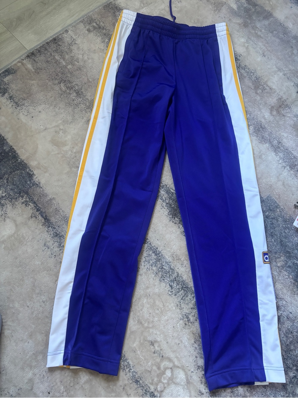 adidas Purple Track Pants with White & Yellow Side Stripes